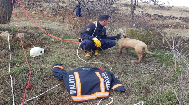 Malatya'da kuyuya düşen köpeği itfaiye kurtardı