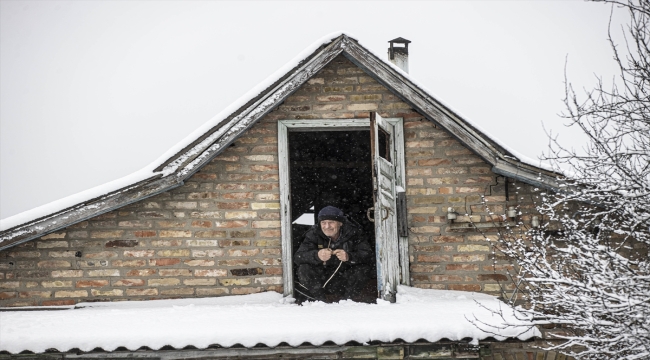 Ukrayna'da tahrip edilen Moşçun köyündeki siviller kış şartlarında hayata tutunmaya çalışıyor