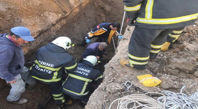 Edirne'de altyapı çalışması sırasında toprak altında kalan işçi kurtarıldı