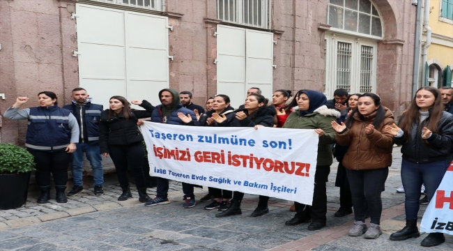 İşten çıkarılan işçiler İzmir Büyükşehir Belediyesi önünde yeniden eylemde