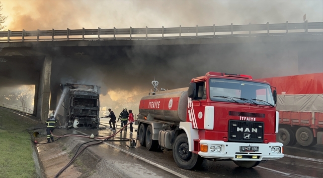 Kocaeli'de çay yüklü tırda çıkan yangın söndürüldü