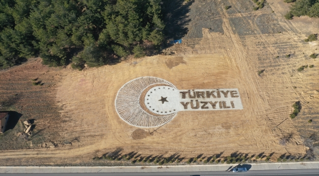 Uşak'ta 30 bin 600 fidanla "Türkiye Yüzyılı" yazıldı