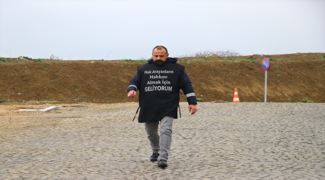 Tekirdağ'da haksız yere işten çıkarıldığını öne süren belediye işçisi Ankara'ya yürüyecek 