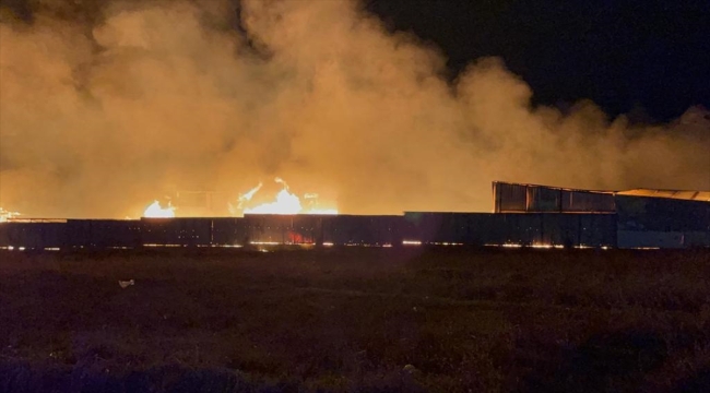 Tekirdağ'da tahta palet fabrikasında yangın çıktı