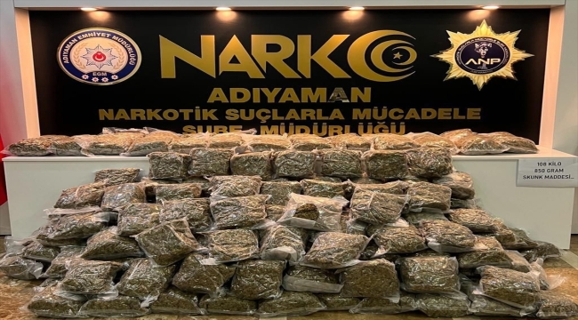 Adıyaman'da 108 kilo 850 gram skunk ele geçirildi