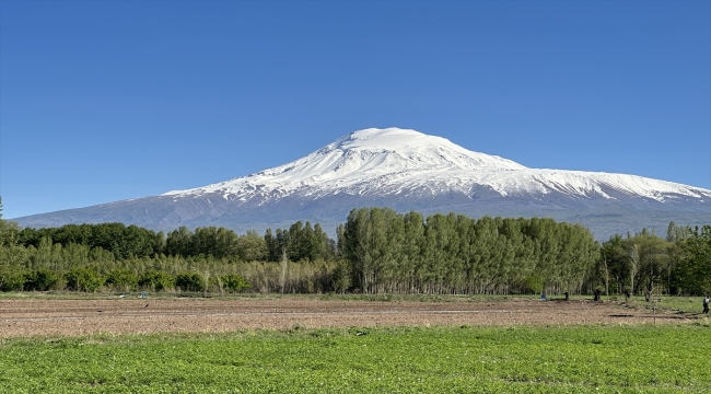 Ağrı Dağı'na kar yağdı