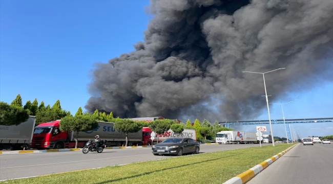 Manisa'da bir fabrikada çıkan yangına müdahale ediliyor