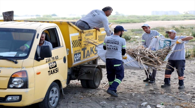 Mersin'de deniz kaplumbağalarının yuvalama alanları temizlendi