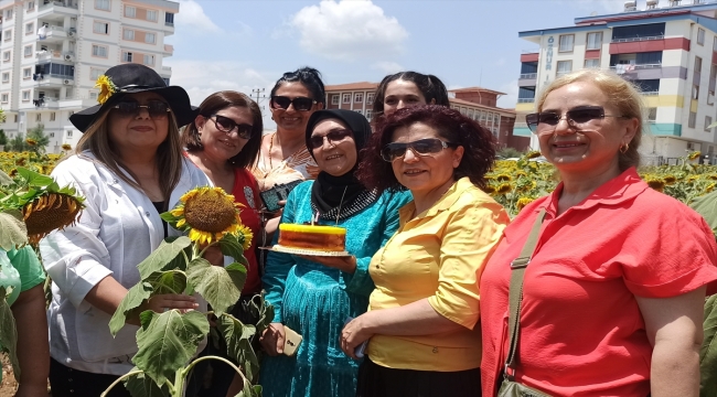 Osmaniye'de ayçiçeği tarlasında doğum günü kutlaması