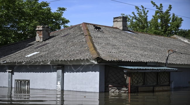 Ukrayna'da Kahovka Barajı'nın yıkılmasıyla Herson bölgesinde evler su altında kaldı