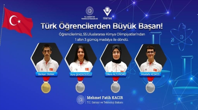 Türkiye, bilgisayar ve kimya olimpiyatlarından 7 madalyayla döndü