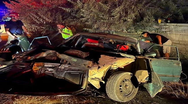 Bandırma'da yol kenarındaki ağaçlara çarpan otomobildeki 6 kişi yaralandı