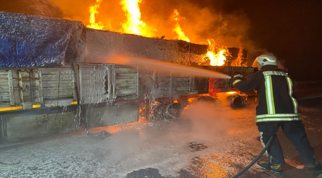 Mersin'de seyir halinde alev alan tır yandı