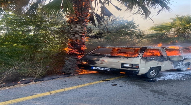 Muğla'da park halindeyken alev alan panelvan yandı