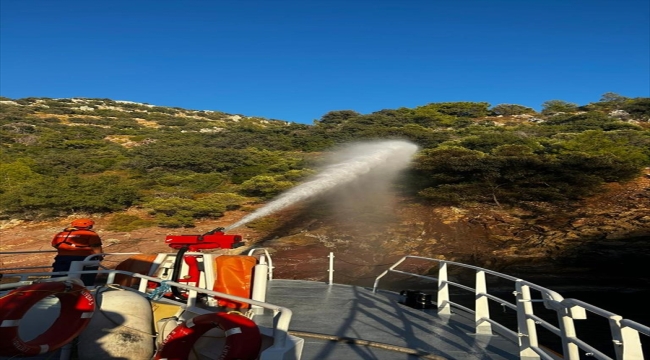 Fethiye'de bir koyda teknede çıkan yangın söndürüldü