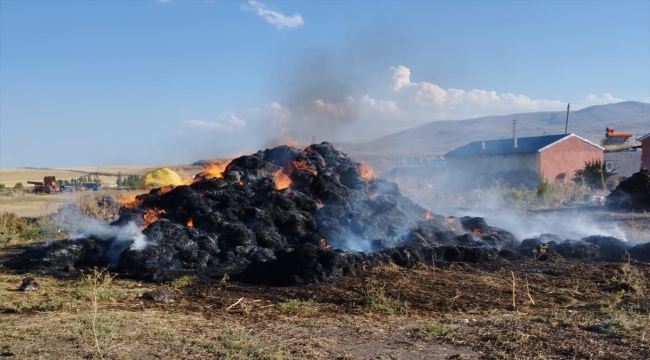 Kars'ta ateşle oynayan çocuklar 20 ton ot balyasının yanmasına yol açtı