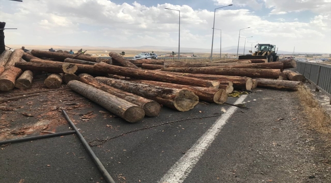 Tomruk yüklü tırın devrilmesi sonucu Kars-Erzurum kara yolu ulaşıma kapandı