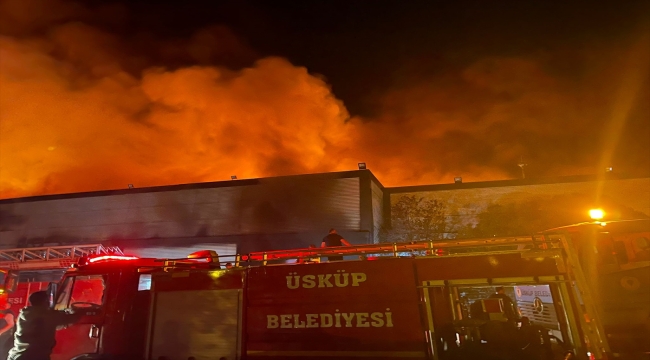 Kırklareli'nde ağaç işleme fabrikasında çıkan yangına müdahale ediliyor