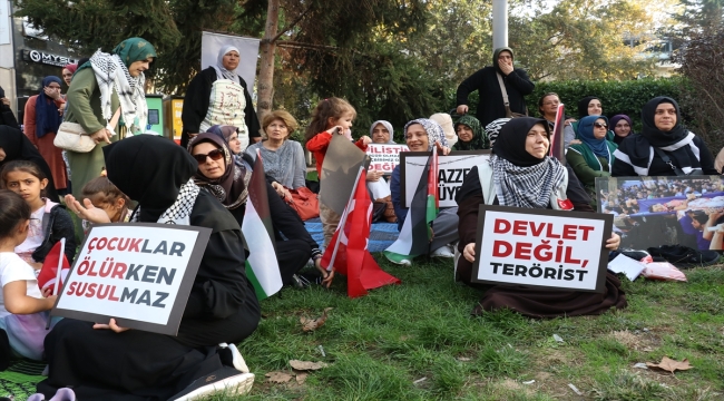 Yalova'da kadınlardan Filistin'e destek için oturma eylemi