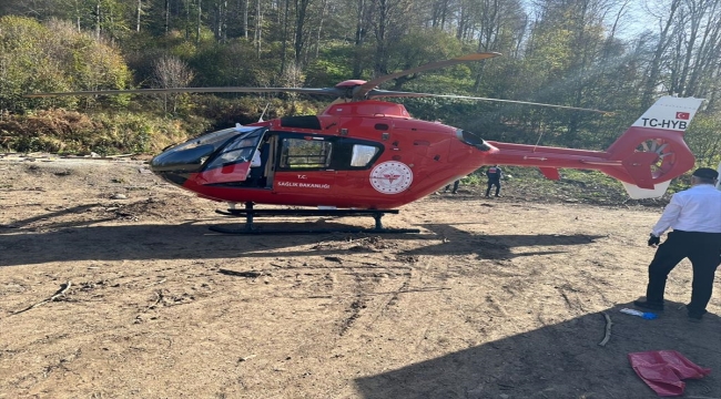 Samsun'da hava ambulansı kestane toplarken uçuruma düşerek yaralanan kişi için havalandı