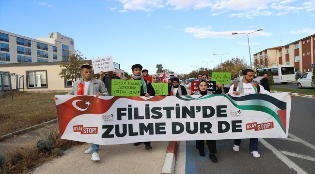 Trakya Üniversitesi öğrencileri, Filistin için "sessiz" eylem yaptı