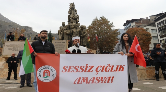 Amasya Üniversitesince Gazze için "sessiz yürüyüş" gerçekleştirildi