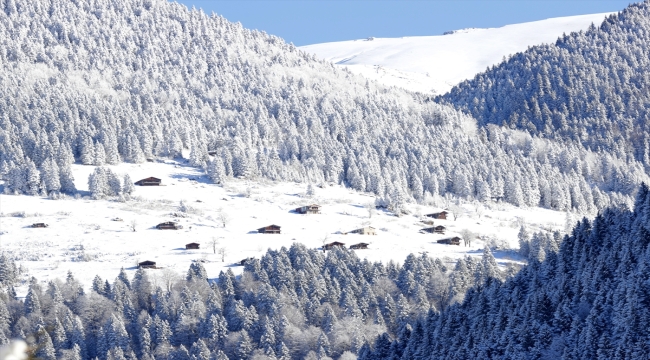 Ünlü turizm merkezi Uzungöl karla kaplandı